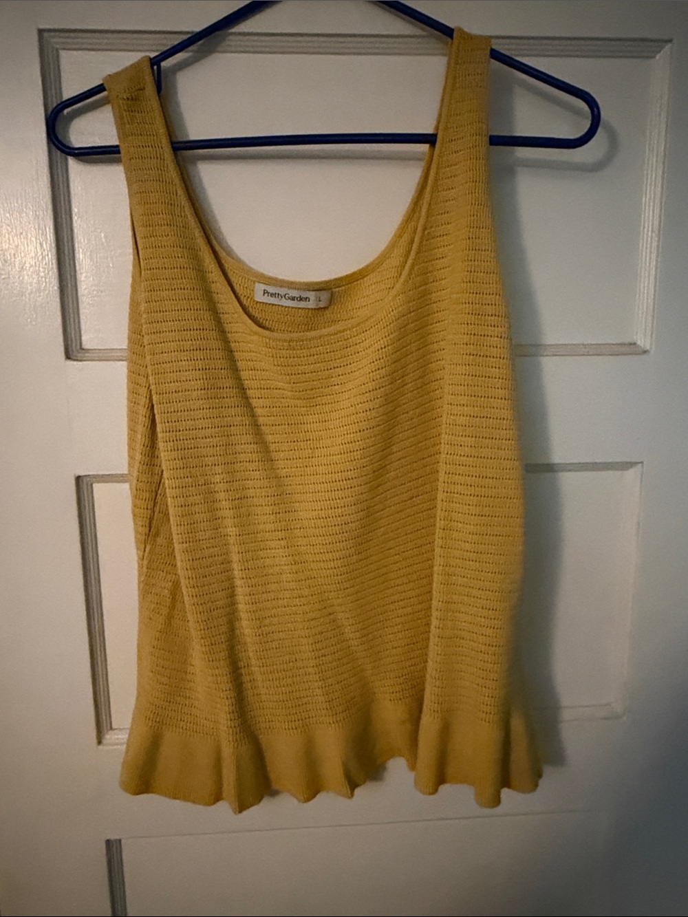 PrettyGarden Yellow Ruffle-Hem Knit Tank - Picture 1 of 4